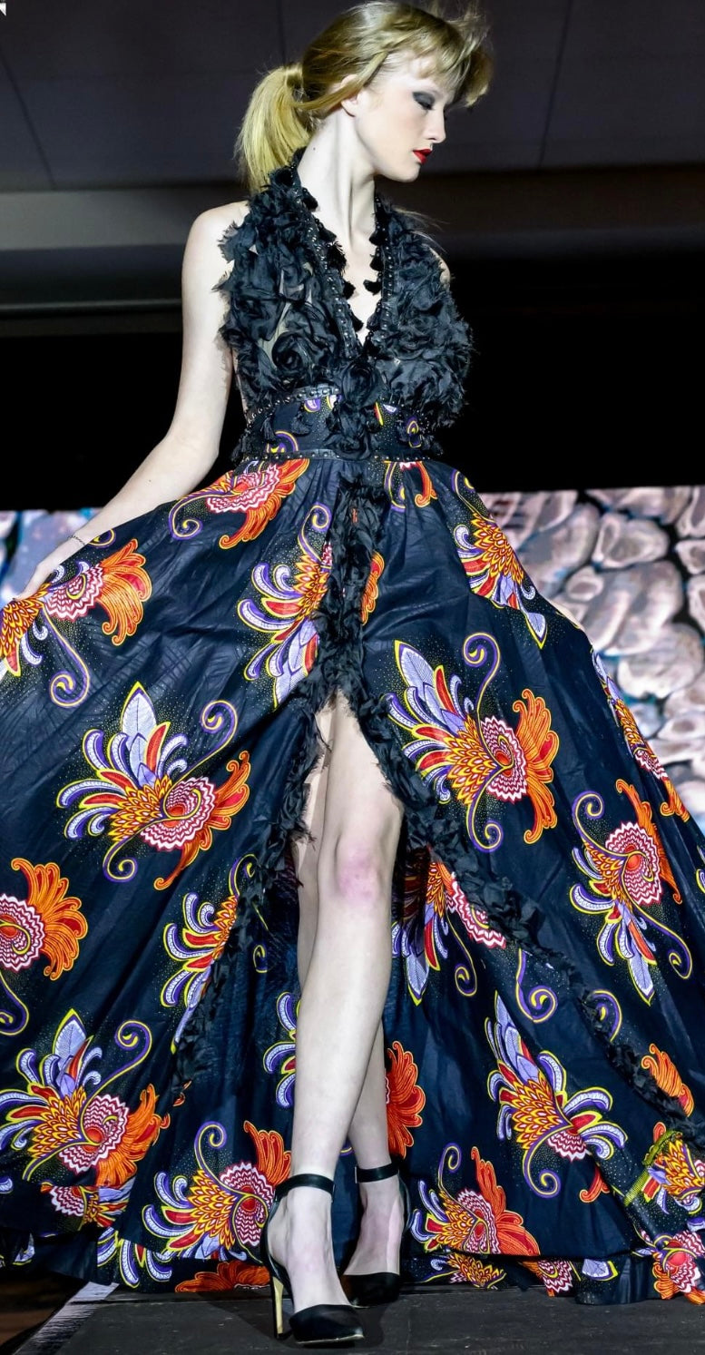 Ethnic Floral Halter Gown