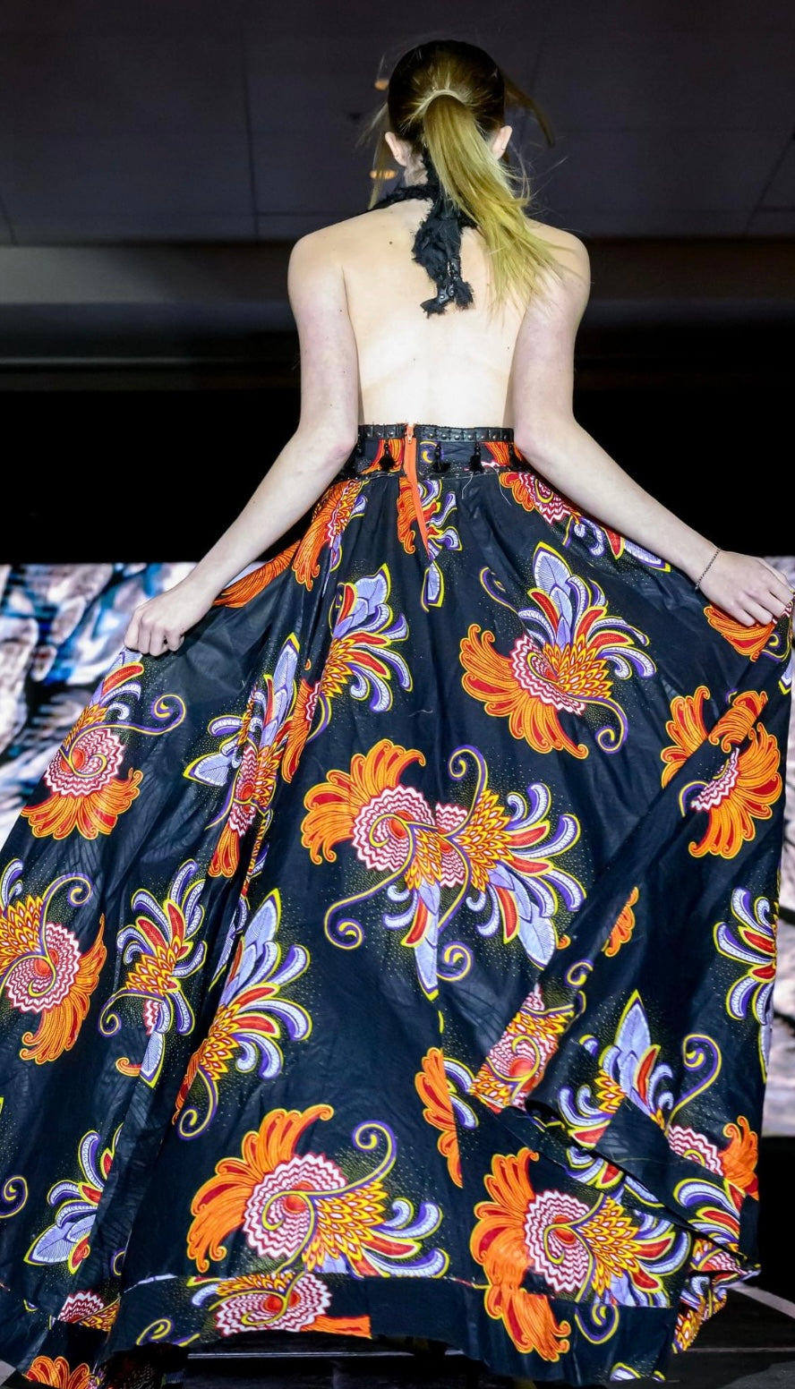 Ethnic Floral Halter Gown
