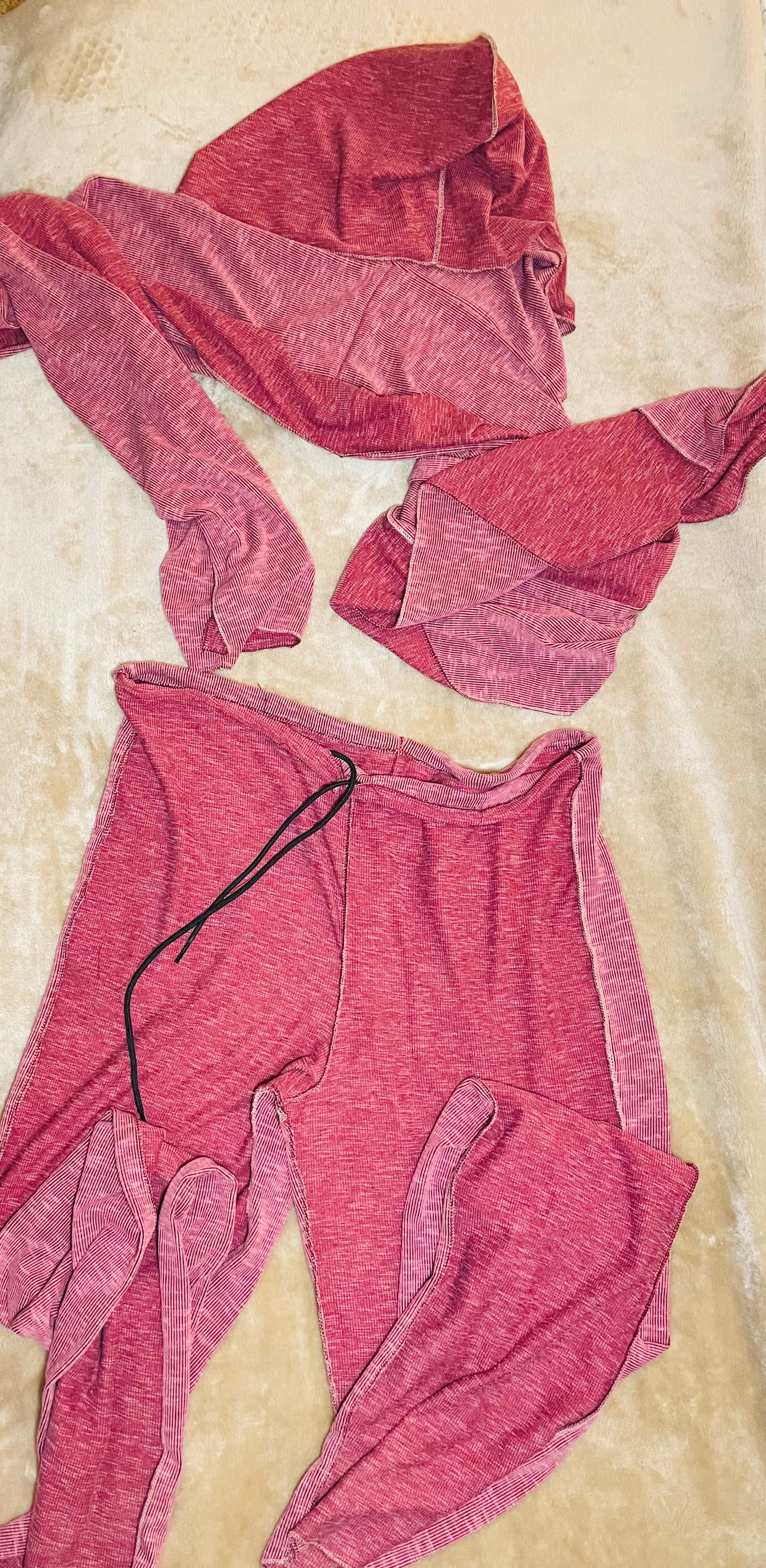 Red ribbed menswear Lounge set