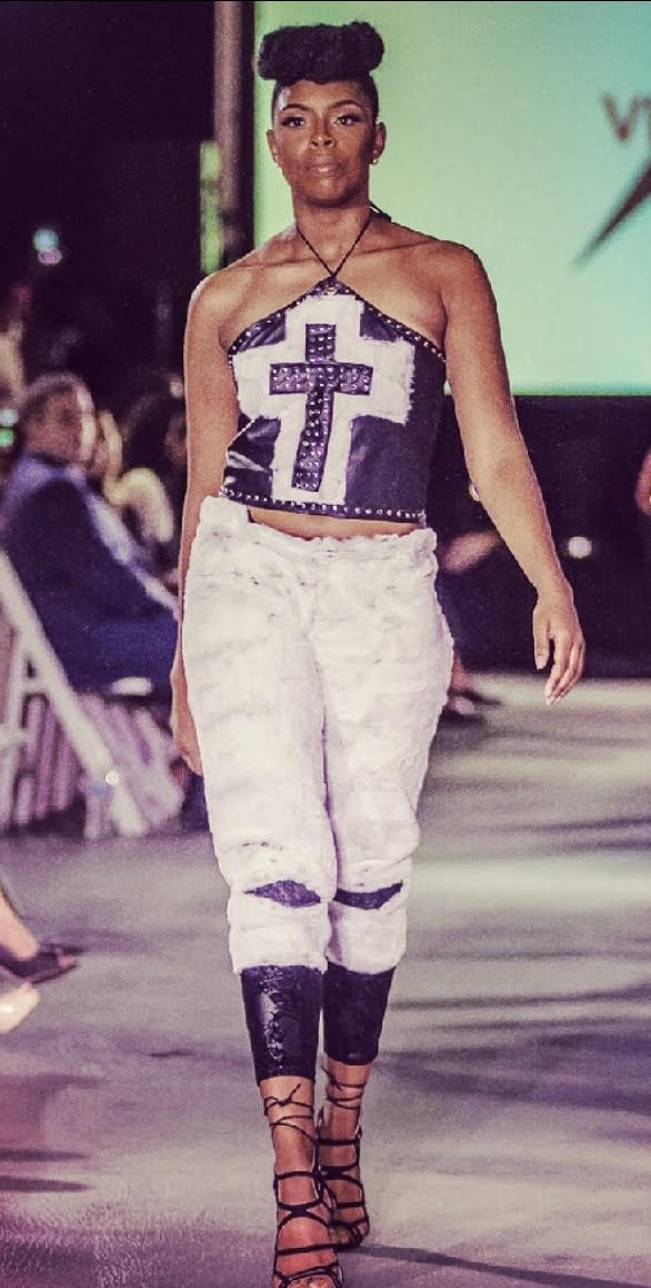 Fur Cross and Leather Halter